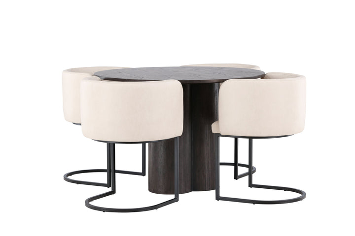 Venture Home OliviaDiningTable-Mocca/MoccaVeneer+SimrishmanDiningChair-Black/BeigeTC-fabric_4