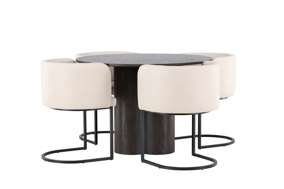 Venture Home OliviaDiningTable-Mocca/MoccaVeneer+SimrishmanDiningChair-Black/BeigeTC-fabric_4