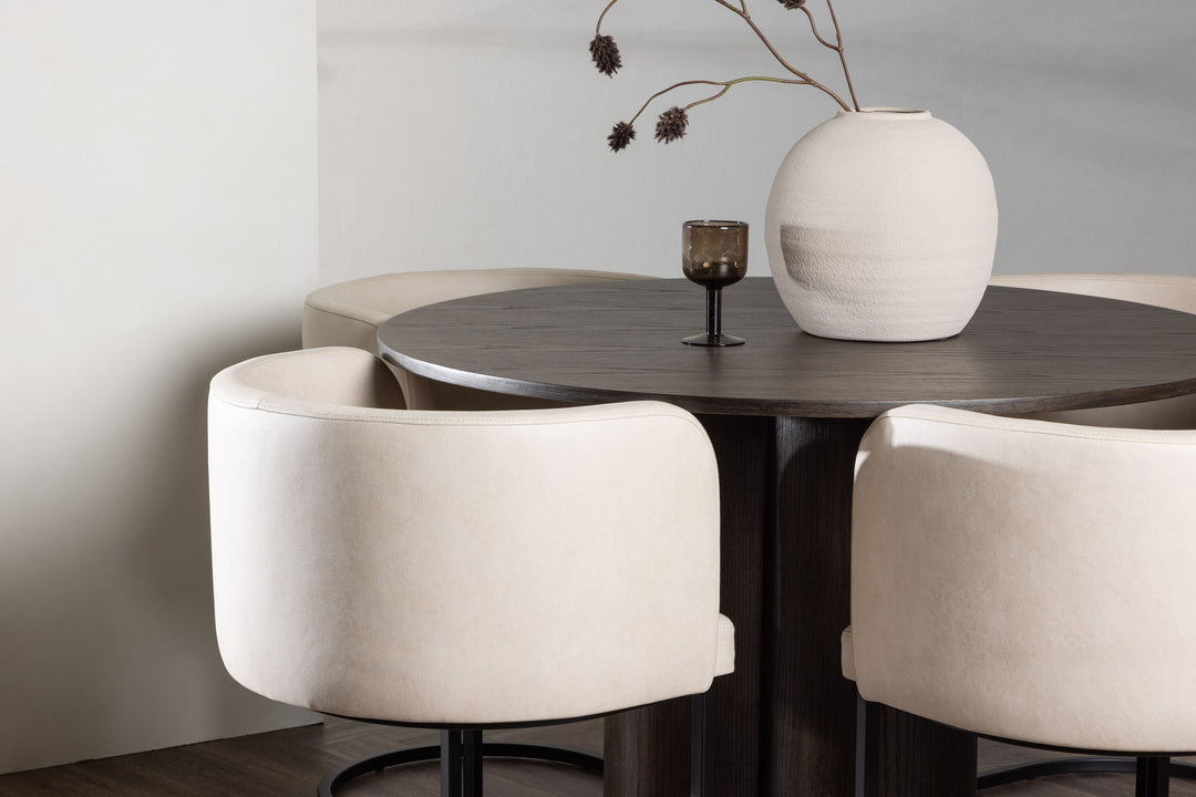 Venture Home OliviaDiningTable-Mocca/MoccaVeneer+SimrishmanDiningChair-Black/BeigeTC-fabric_4