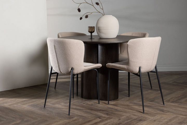 Venture Home OliviaDiningTable-Mocca/MoccaVeneer+ModestoDiningChair-Grey/SmokedBlackBoucle_4