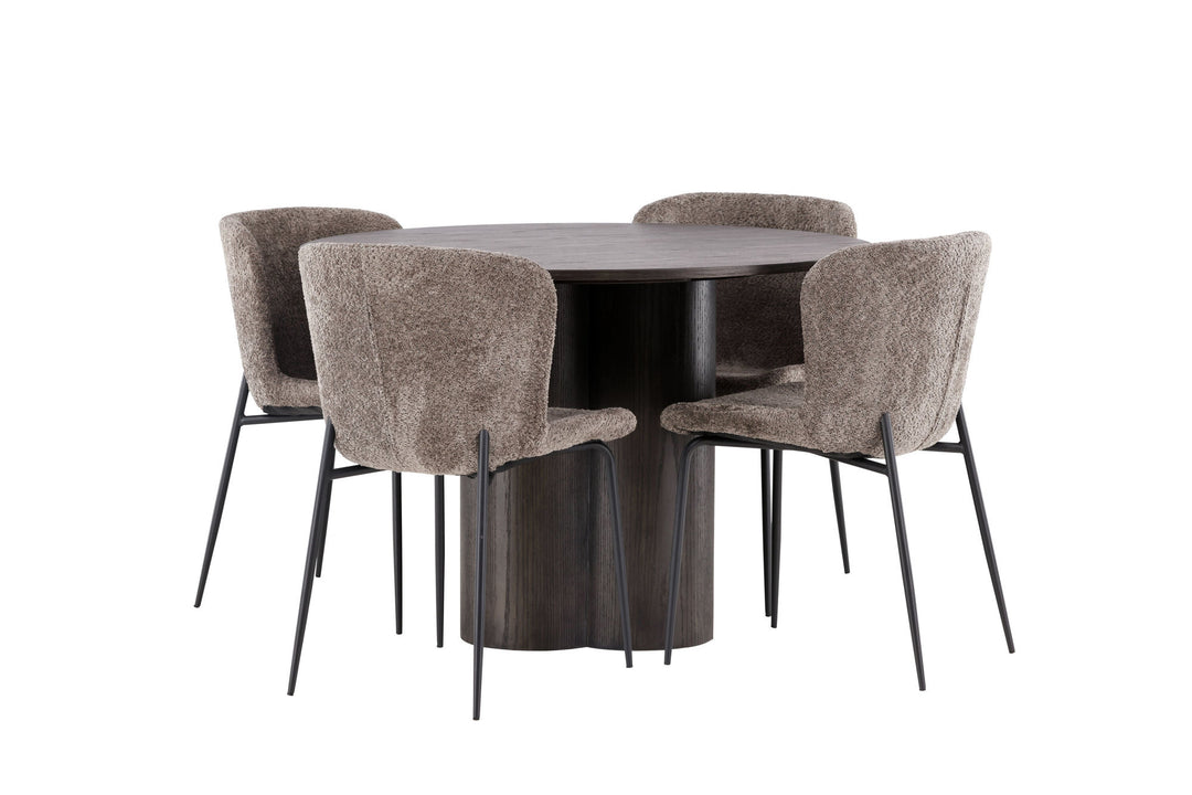 Venture Home OliviaDiningTable-Mocca/MoccaVeneer+ModestoDiningChair-Beige/BeigeBoucle_4