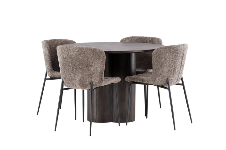 Venture Home OliviaDiningTable-Mocca/MoccaVeneer+ModestoDiningChair-Beige/BeigeBoucle_4