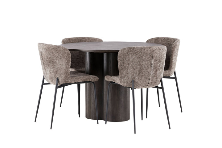 Venture Home OliviaDiningTable-Mocca/MoccaVeneer+ModestoDiningChair-Beige/BeigeBoucle_4