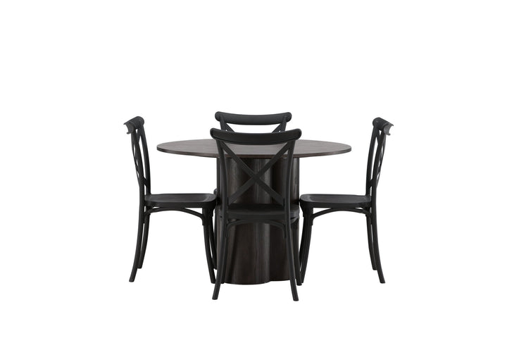 Venture Home OliviaDiningTable-Mocca/MoccaVeneer+CrosettDiningChair-MatteBlack/MatteBlackPlastic_4