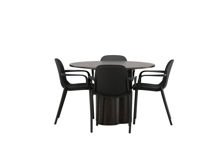Venture Home OliviaDiningTable-Mocca/MoccaVeneer+BaltimoreDiningChair-Black/BlackPlastic_4