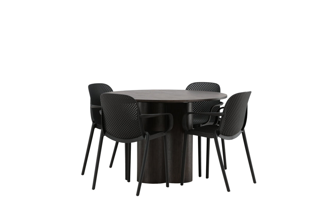 Venture Home OliviaDiningTable-Mocca/MoccaVeneer+BaltimoreDiningChair-Black/BlackPlastic_4