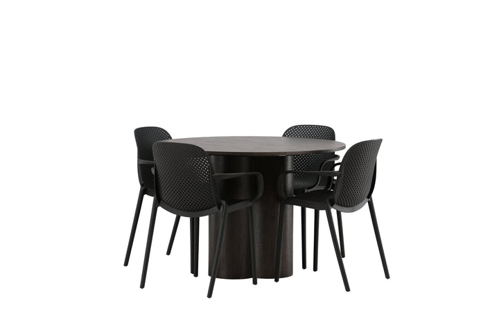 Venture Home OliviaDiningTable-Mocca/MoccaVeneer+BaltimoreDiningChair-Black/BlackPlastic_4