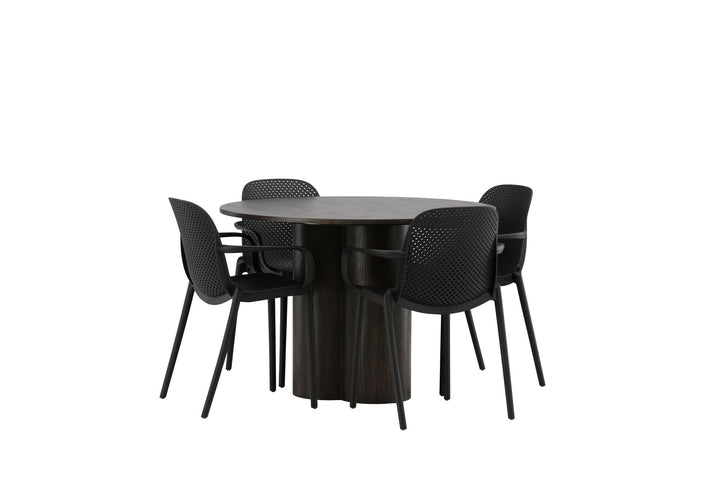 Venture Home OliviaDiningTable-Mocca/MoccaVeneer+BaltimoreDiningChair-Black/BlackPlastic_4