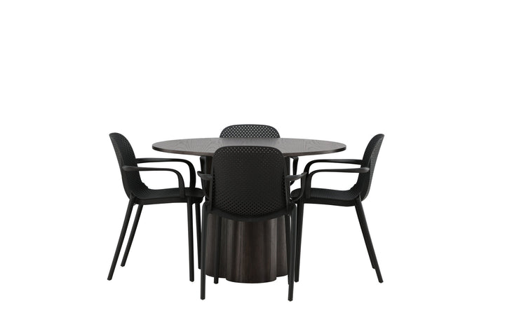 Venture Home OliviaDiningTable-Mocca/MoccaVeneer+BaltimoreDiningChair-Black/BlackPlastic_4