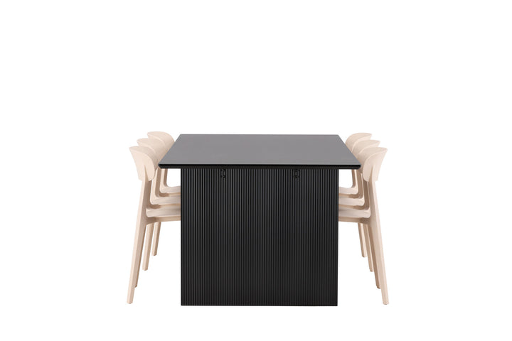 Venture Home Vail Dining Table - Black / Smoked Black MDF +Åstol Dining Chair - Nature Wood plastic composite _6