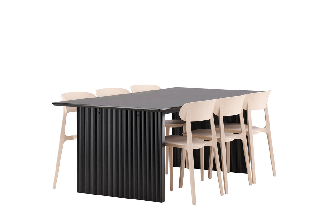 Venture Home Vail Dining Table - Black / Smoked Black MDF +Åstol Dining Chair - Nature Wood plastic composite _6