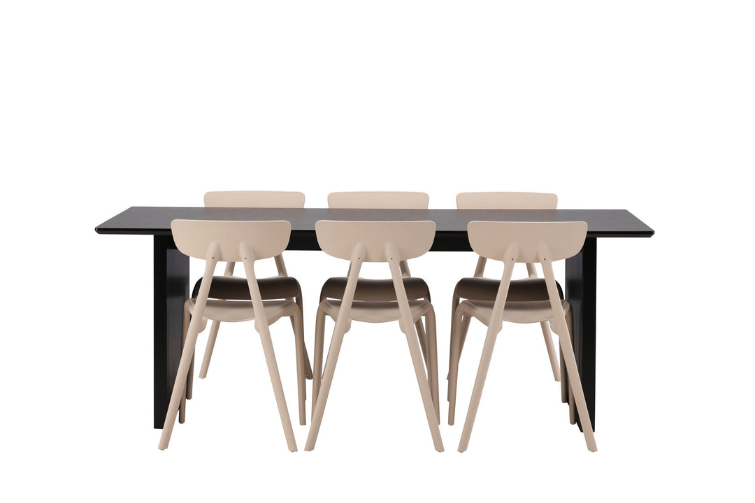 Venture Home Vail Dining Table - Black / Smoked Black MDF +Ursholmen Dining Chair - Nature/beige Polypropylene _6