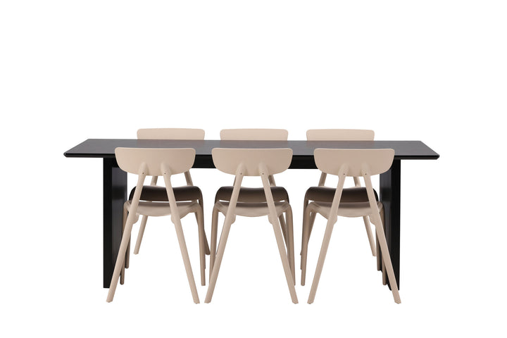 Venture Home Vail Dining Table - Black / Smoked Black MDF +Ursholmen Dining Chair - Nature/beige Polypropylene _6