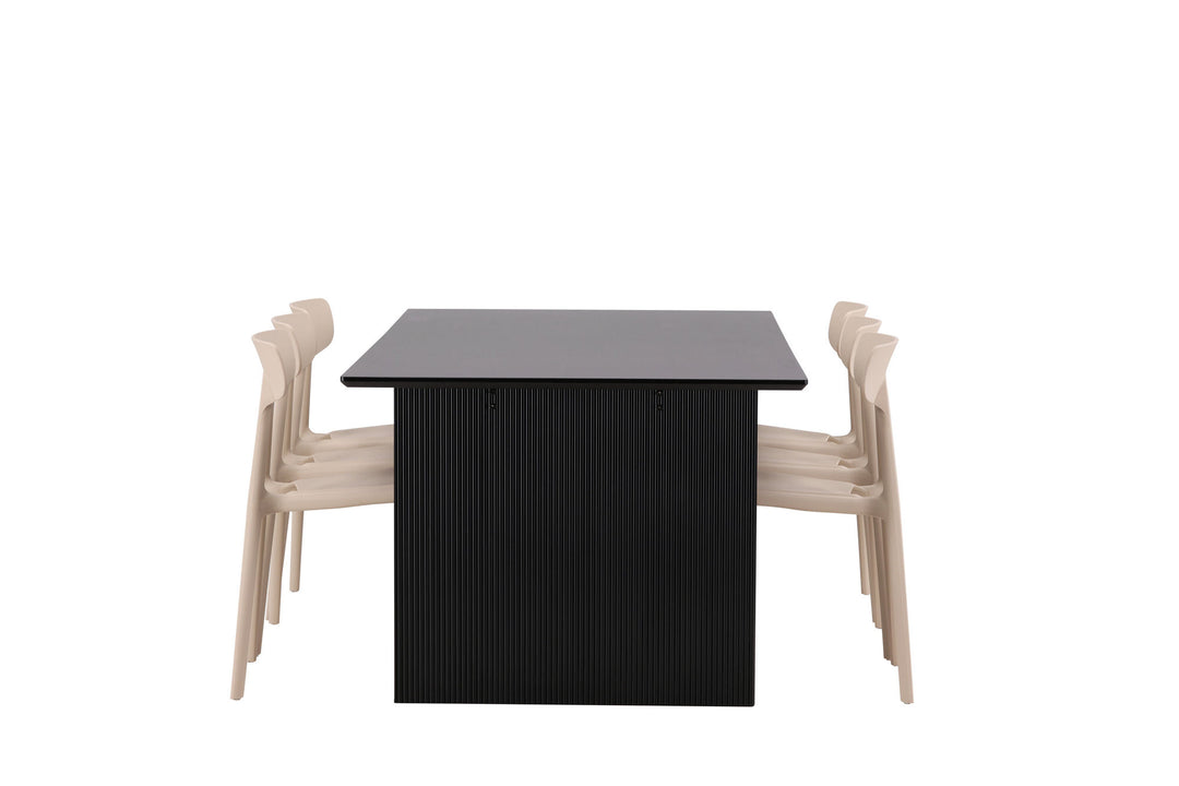 Venture Home Vail Dining Table - Black / Smoked Black MDF +Ursholmen Dining Chair - Nature/beige Polypropylene _6