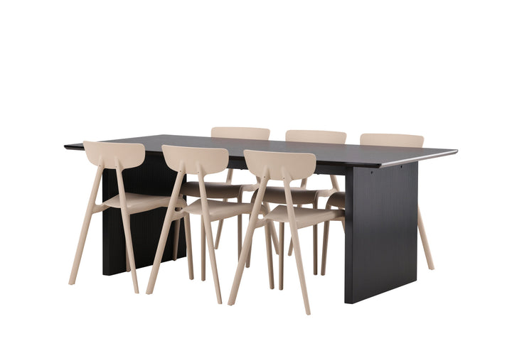 Venture Home Vail Dining Table - Black / Smoked Black MDF +Ursholmen Dining Chair - Nature/beige Polypropylene _6