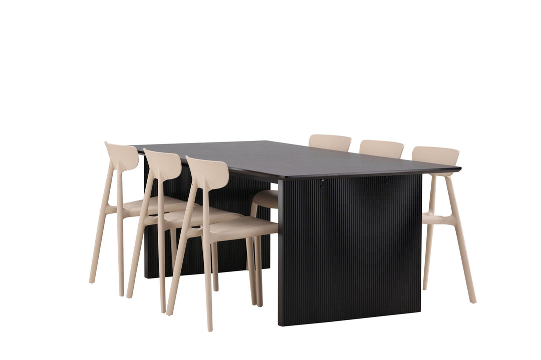 Venture Home Vail Dining Table - Black / Smoked Black MDF +Ursholmen Dining Chair - Nature/beige Polypropylene _6