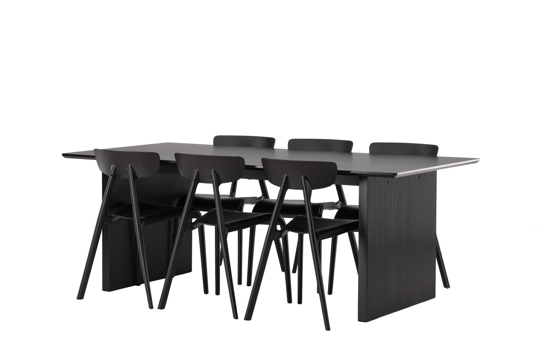 Venture Home Vail Dining Table - Black / Smoked Black MDF +Ursholmen Dining Chair - Black Polypropylene _6