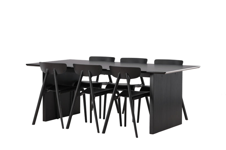 Venture Home Vail Dining Table - Black / Smoked Black MDF +Ursholmen Dining Chair - Black Polypropylene _6