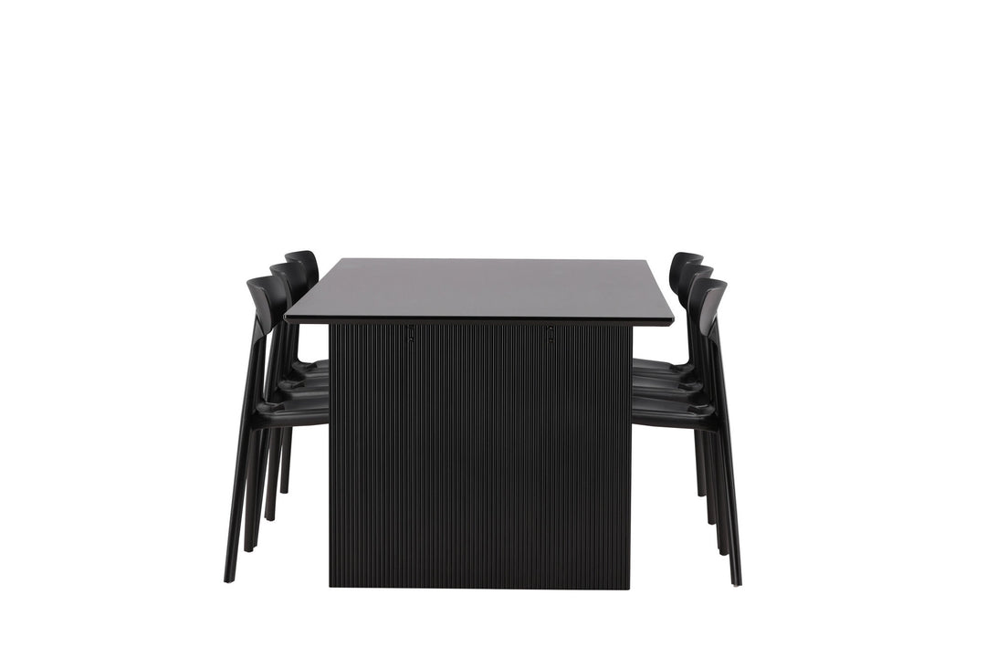 Venture Home Vail Dining Table - Black / Smoked Black MDF +Ursholmen Dining Chair - Black Polypropylene _6