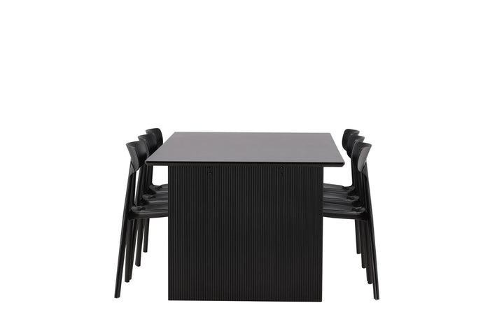Venture Home Vail Dining Table - Black / Smoked Black MDF +Ursholmen Dining Chair - Black Polypropylene _6