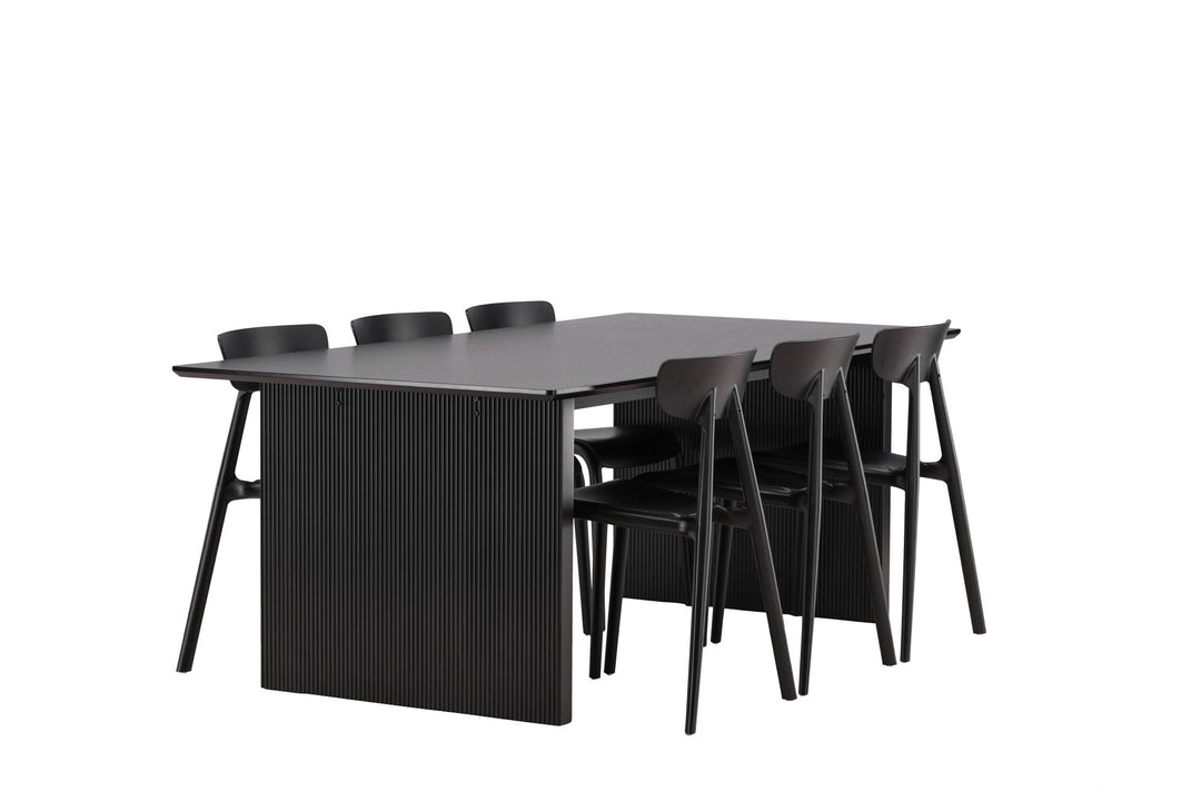 Venture Home Vail Dining Table - Black / Smoked Black MDF +Ursholmen Dining Chair - Black Polypropylene _6