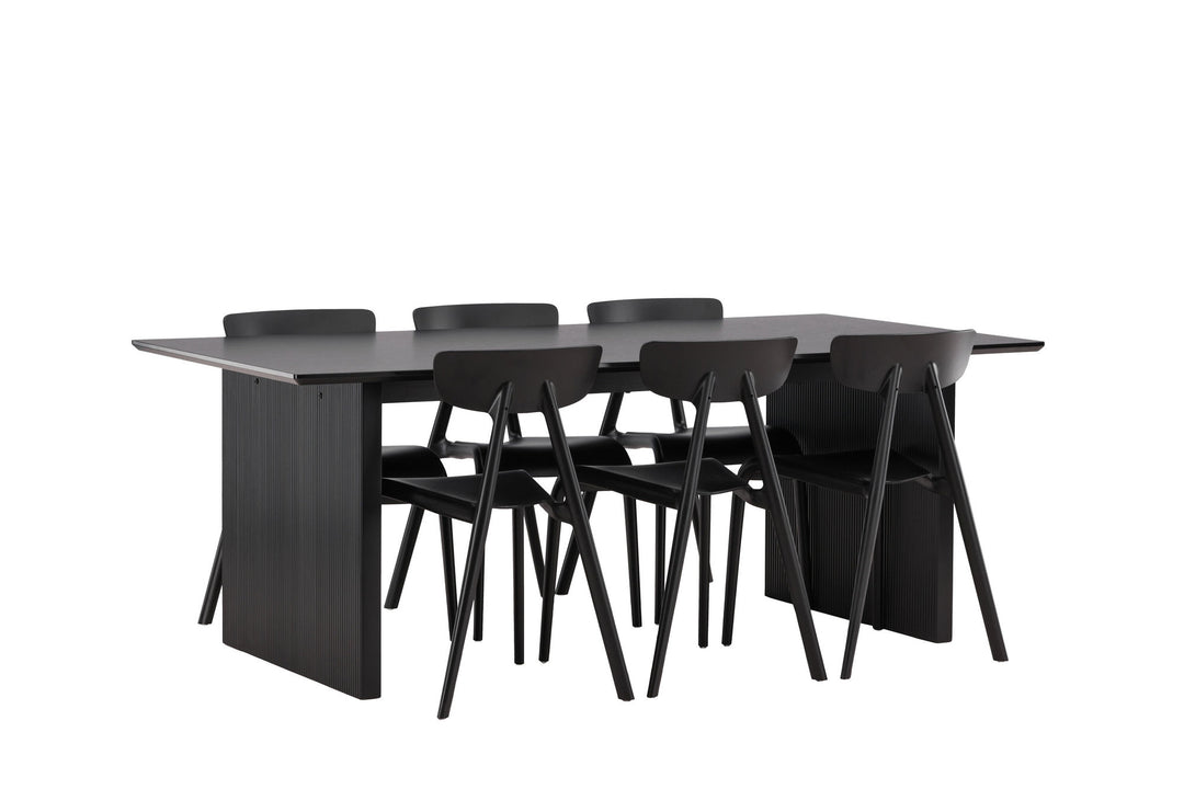Venture Home Vail Dining Table - Black / Smoked Black MDF +Ursholmen Dining Chair - Black Polypropylene _6
