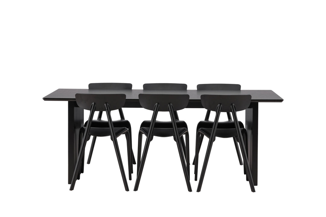 Venture Home Vail Dining Table - Black / Smoked Black MDF +Ursholmen Dining Chair - Black Polypropylene _6