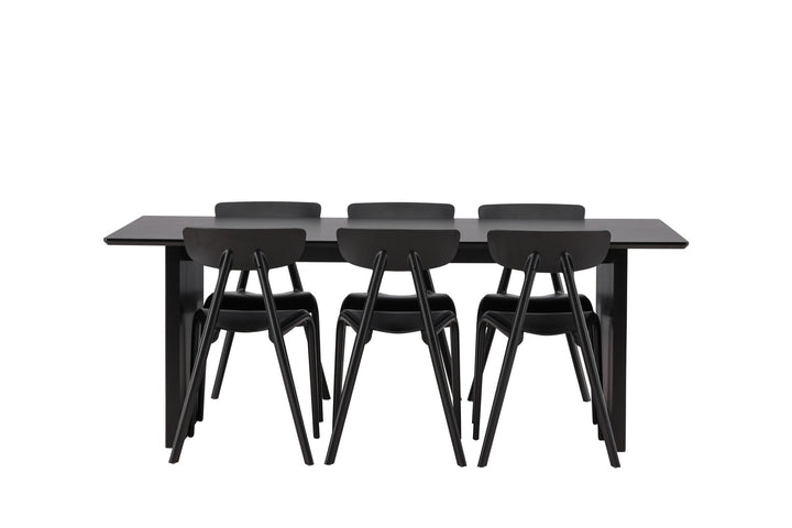 Venture Home Vail Dining Table - Black / Smoked Black MDF +Ursholmen Dining Chair - Black Polypropylene _6
