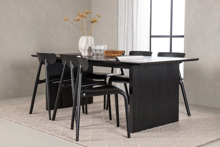 Venture Home Vail Dining Table - Black / Smoked Black MDF +Ursholmen Dining Chair - Black Polypropylene _6