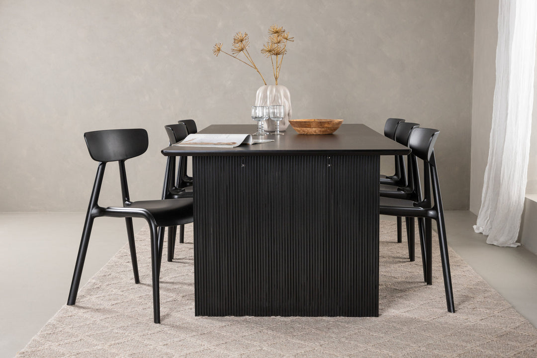 Venture Home Vail Dining Table - Black / Smoked Black MDF +Ursholmen Dining Chair - Black Polypropylene _6