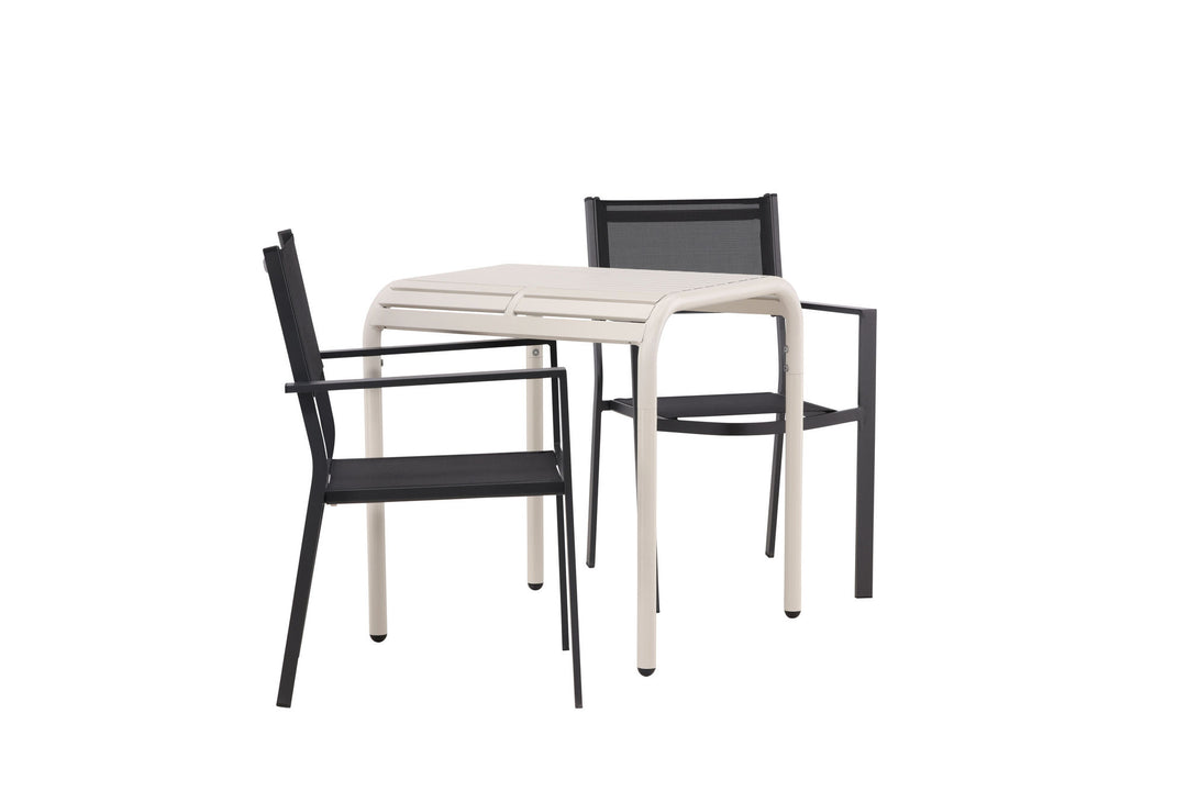 Venture Home Borneo Cafetable Aluminium - Beige / Kvadrat 70*70* +Copacabana Stacking Chair - Black/Black - Ersätter 4131-408 _2