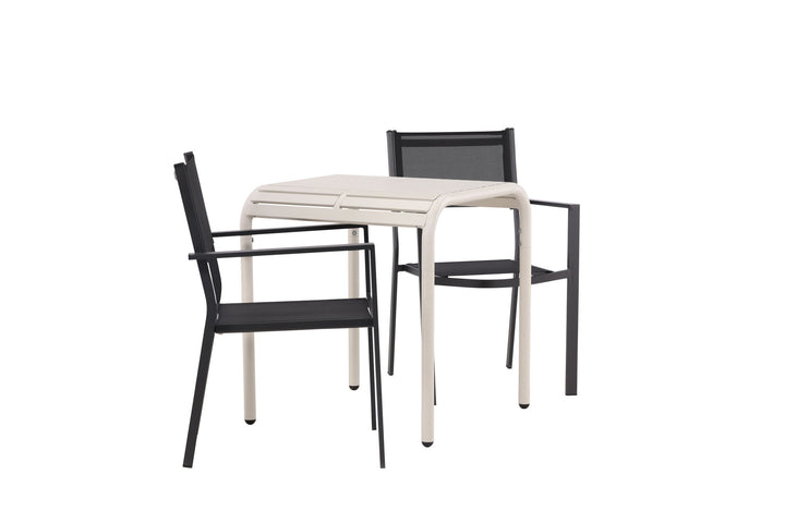 Venture Home Borneo Cafetable Aluminium - Beige / Kvadrat 70*70* +Copacabana Stacking Chair - Black/Black - Ersätter 4131-408 _2