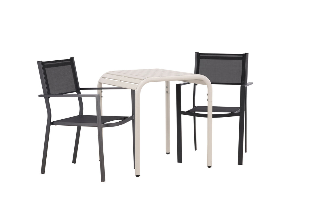 Venture Home Borneo Cafetable Aluminium - Beige / Kvadrat 70*70* +Copacabana Stacking Chair - Black/Black - Ersätter 4131-408 _2