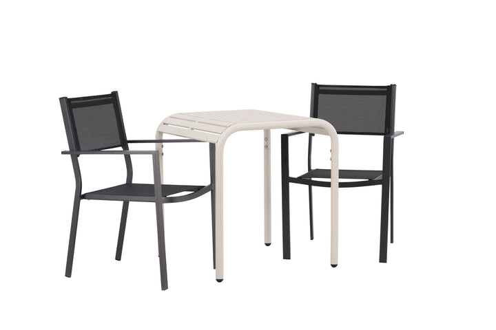 Venture Home Borneo Cafetable Aluminium - Beige / Kvadrat 70*70* +Copacabana Stacking Chair - Black/Black - Ersätter 4131-408 _2
