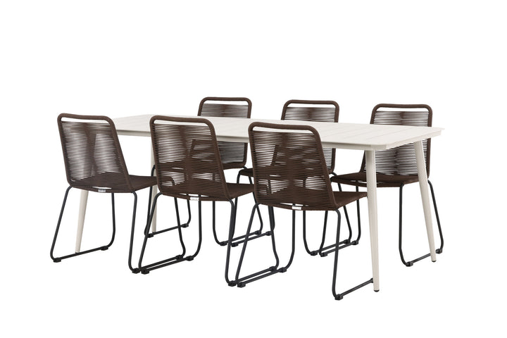 Venture Home Lina Dining Table - Beige - 200*90 +Lindos Diningchair Aluminium - Black / _6