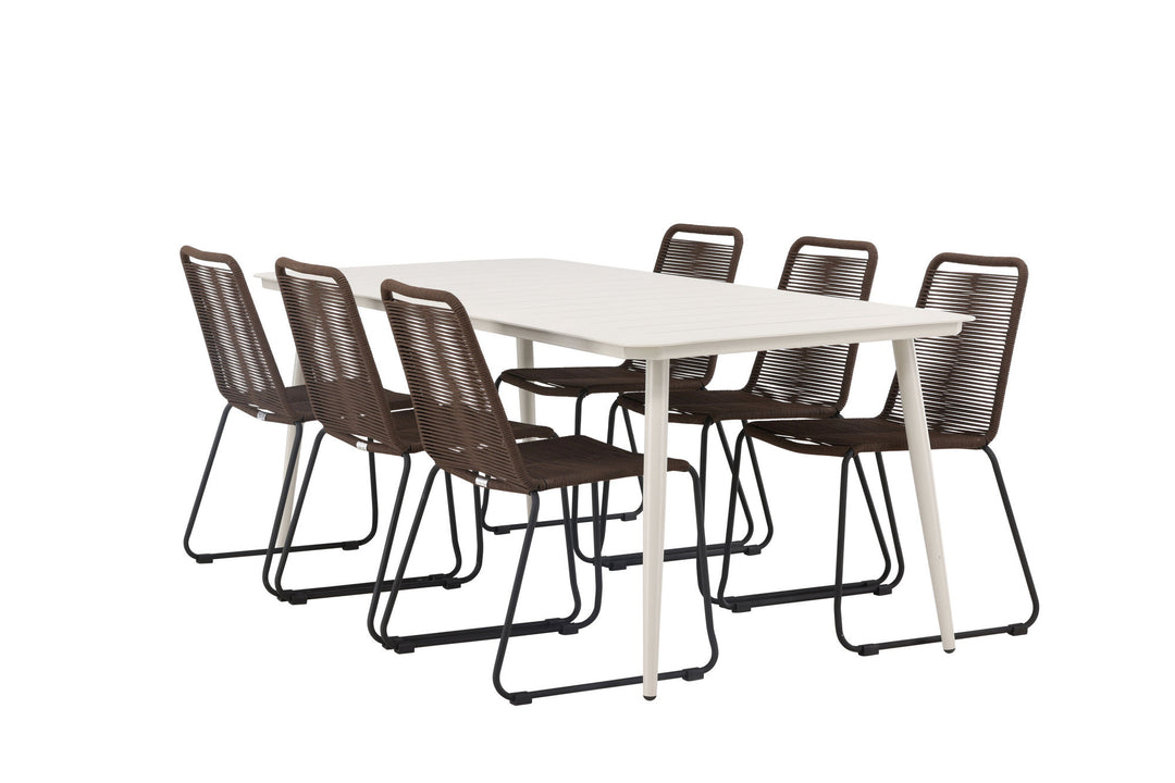 Venture Home Lina Dining Table - Beige - 200*90 +Lindos Diningchair Aluminium - Black / _6