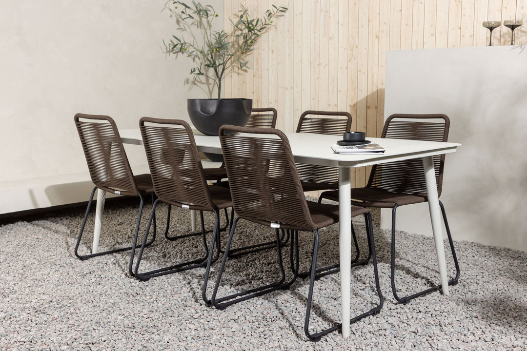 Venture Home Lina Dining Table - Beige - 200*90 +Lindos Diningchair Aluminium - Black / _6