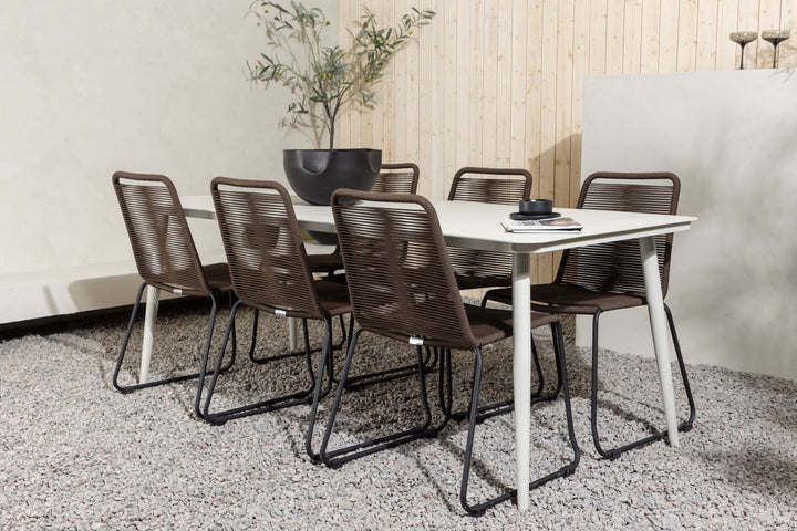 Venture Home Lina Dining Table - Beige - 200*90 +Lindos Diningchair Aluminium - Black / _6