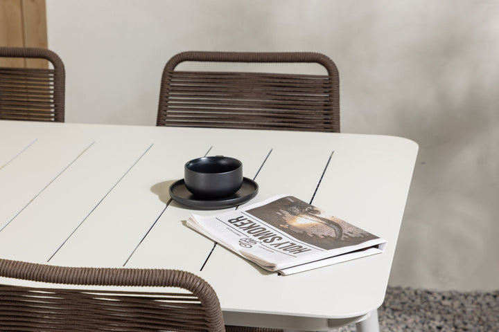 Venture Home Lina Dining Table - Beige - 200*90 +Lindos Diningchair Aluminium - Black / _6