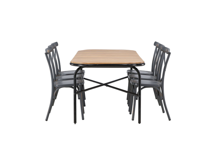 Venture Home Holmbeck Diningtable Steel - Black / Rectangular 90*200*75 +Tablas Diningchair Aluminium - Black / _6