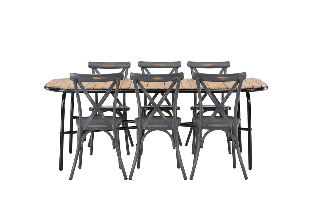 Venture Home Holmbeck Diningtable Steel - Black / Rectangular 90*200*75 +Tablas Diningchair Aluminium - Black / _6