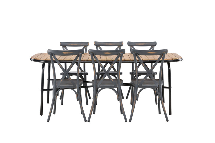 Venture Home Holmbeck Diningtable Steel - Black / Rectangular 90*200*75 +Tablas Diningchair Aluminium - Black / _6