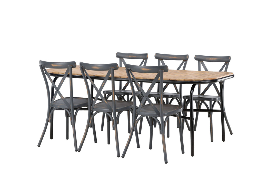 Venture Home Holmbeck Diningtable Steel - Black / Rectangular 90*200*75 +Tablas Diningchair Aluminium - Black / _6
