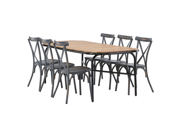 Venture Home Holmbeck Diningtable Steel - Black / Rectangular 90*200*75 +Tablas Diningchair Aluminium - Black / _6