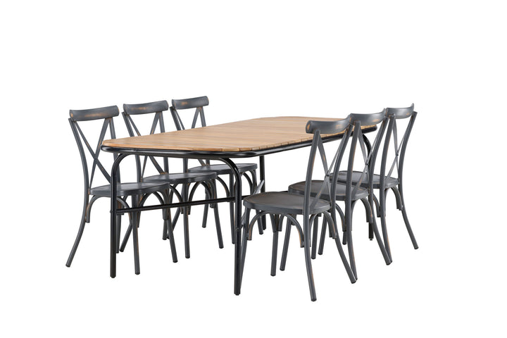 Venture Home Holmbeck Diningtable Steel - Black / Rectangular 90*200*75 +Tablas Diningchair Aluminium - Black / _6