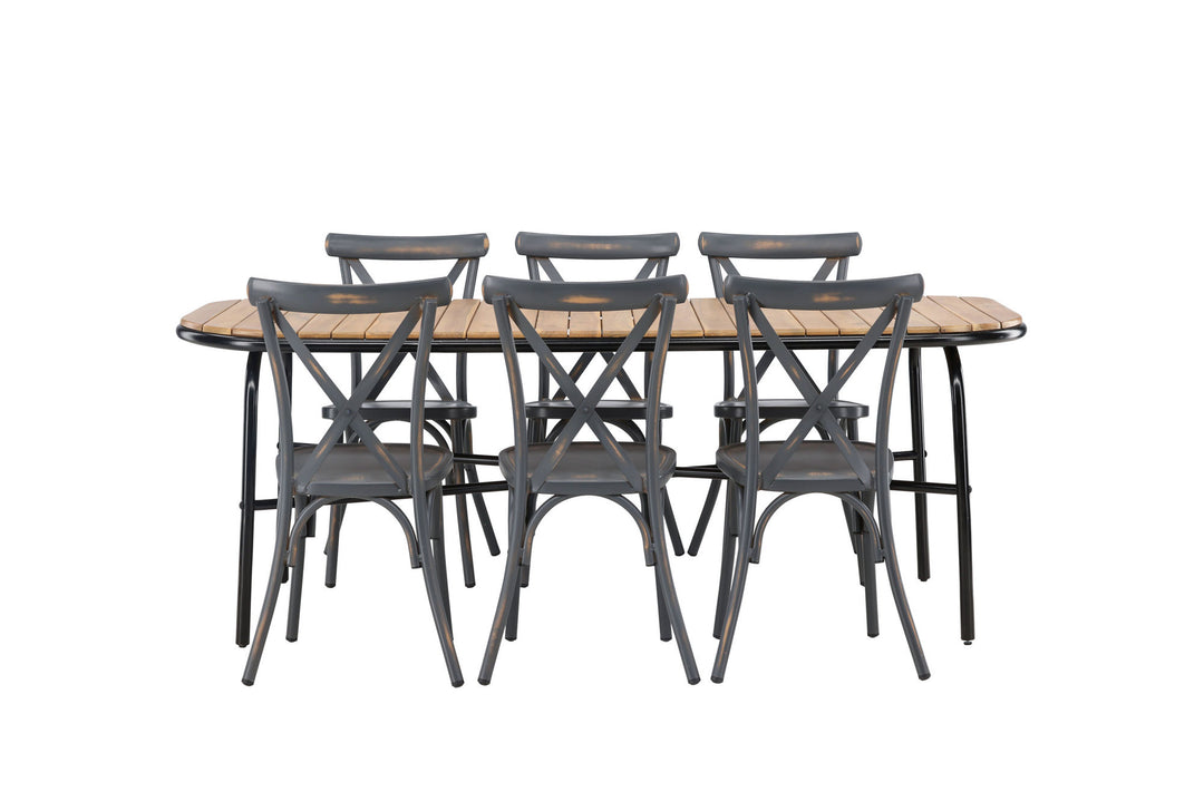 Venture Home Holmbeck Diningtable Steel - Black / Rectangular 90*200*75 +Tablas Diningchair Aluminium - Black / _6
