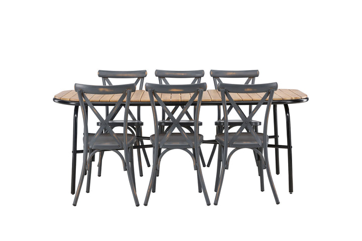 Venture Home Holmbeck Diningtable Steel - Black / Rectangular 90*200*75 +Tablas Diningchair Aluminium - Black / _6