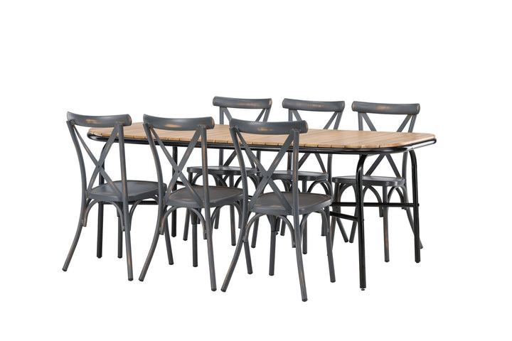 Venture Home Holmbeck Diningtable Steel - Black / Rectangular 90*200*75 +Tablas Diningchair Aluminium - Black / _6