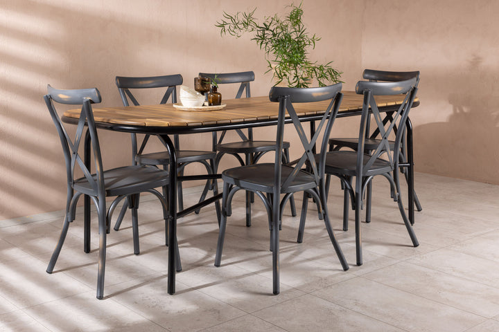 Venture Home Holmbeck Diningtable Steel - Black / Rectangular 90*200*75 +Tablas Diningchair Aluminium - Black / _6