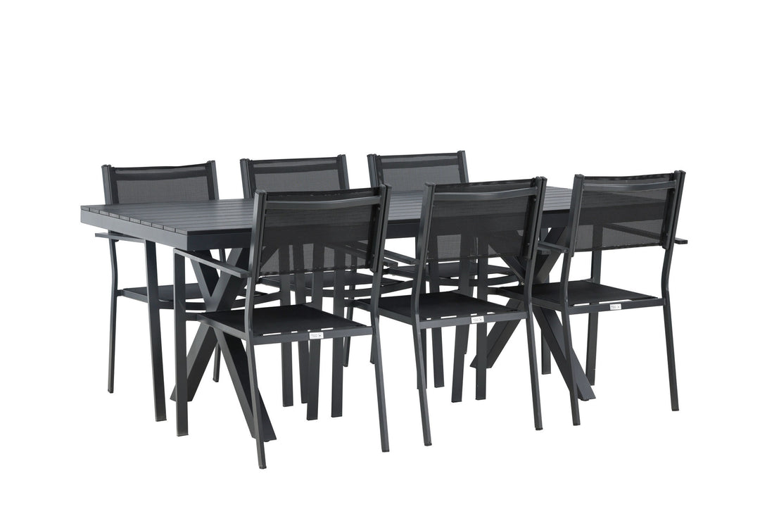 Venture Home Garcia Diningtable Alumnium - Black / Rectangular 100*200* +Copacabana Stacking Chair - Black/Black - Ersätter 4131-408 _6